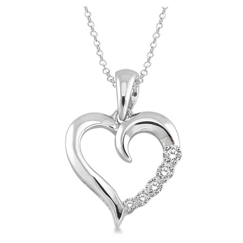 1/50 Ctw Single Cut Diamond Heart Shape Diamond Pendant in Sterling Silver with Chain