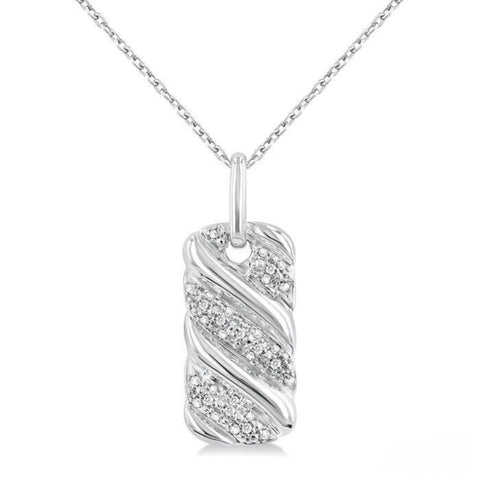 1/10 Ctw Bold Ribbed Swirl Round Cut Diamond Bold Fashion Pendant With Chain in Sterling Silver