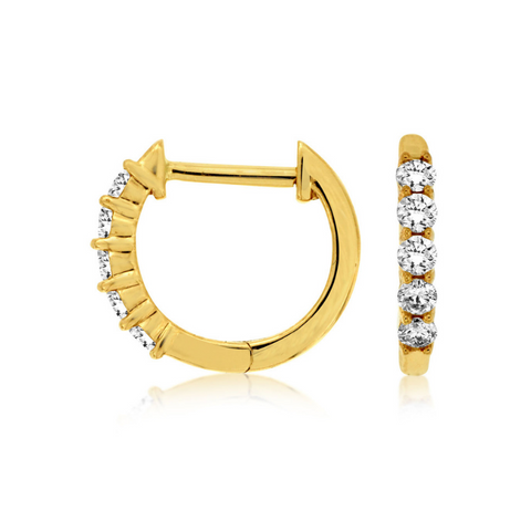 14 Karat Yellow Gold 1/4 Carat Diamond Hoop Earrings