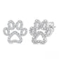 Silver Dog Paw Diamond Fashion Earrings