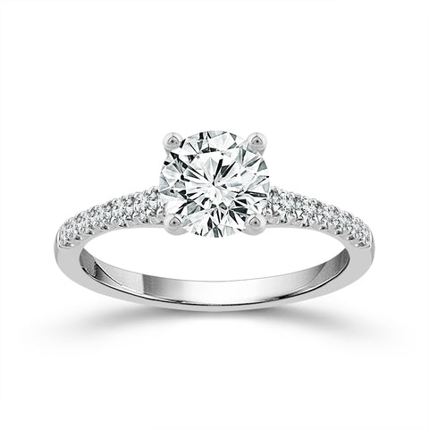 1.00 Ctw Round Lab Grown Diamond Engagement Ring in 14 Karat White Gold