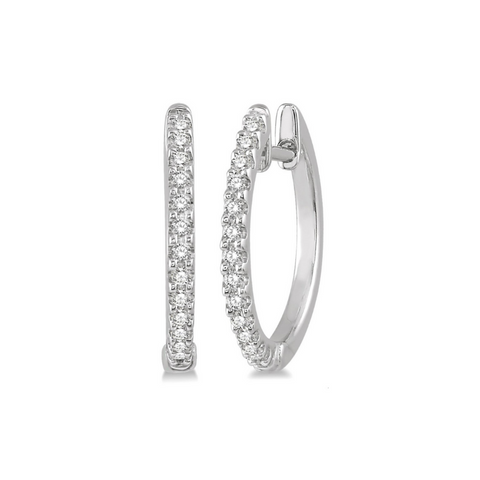 1/5 Ctw Round Cut Diamond Hoop Earrings in 10K White Gold