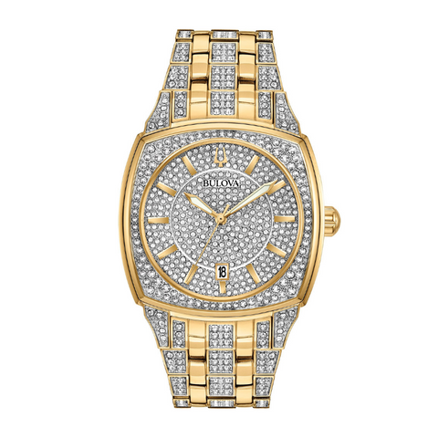 Bulova Men's Phantom Mineral Crystal Gold-Tone Watch