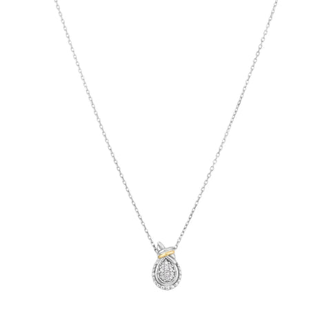 Phillip Gavriel Sterling Silver and 18K Gold Plated Love Knot Diamond Pendant