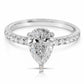 2.00 Ctw Pear Cut Hidden Halo Lab Grown Diamond Engagement Ring in 14 Karat White Gold