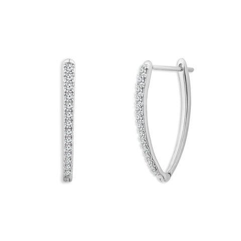 1/3 Ctw Diamond Hoop Earrings in White Gold