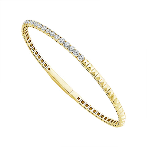 1 Ctw Flexible Diamond Bangle Bracelet in 14 Karat Yellow Gold