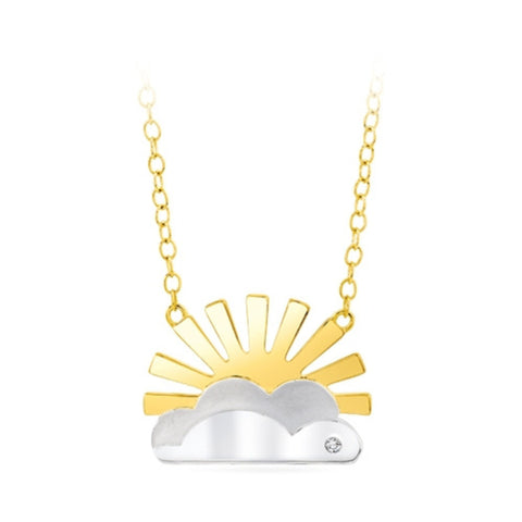 Sterling Silver Gold Plated Diamond Sunshine Pendant