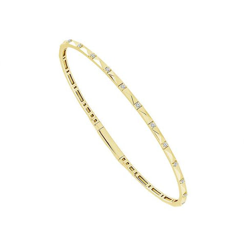 14 Karat Yellow Gold 3/20 Carat Diamond Flexible Bangle Bracelet