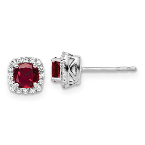 Created Ruby and Diamond Earrings in 10 Karat White Gold