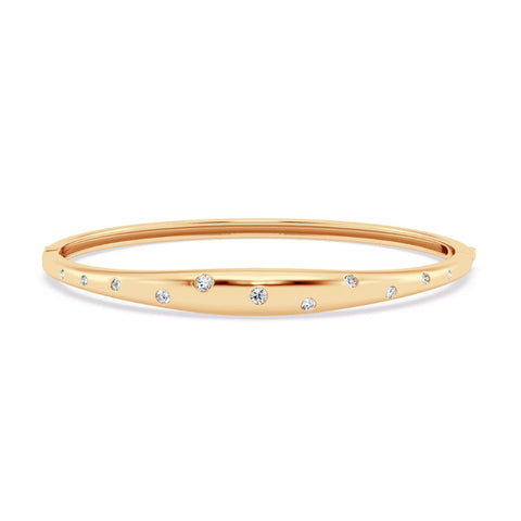 1/2 Ctw Domed Diamond Bangle Bracelet in 14 Karat Yellow Gold