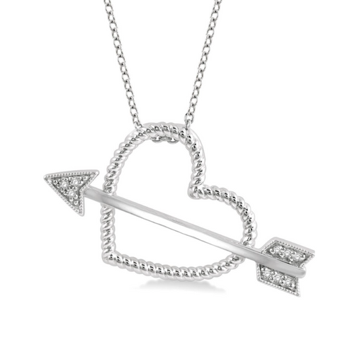 1/20 Ctw Heart and Arrow Round Cut Diamond Pendant With Chain in Sterling Silver