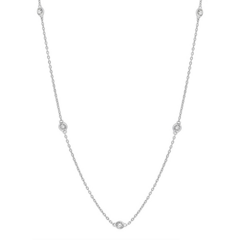 14 Karat White Gold 1/4 Carat Diamonds by the Yard Necklace