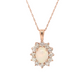 Oval Opal and Diamond Halo Pendant in 14 Karat Rose Gold