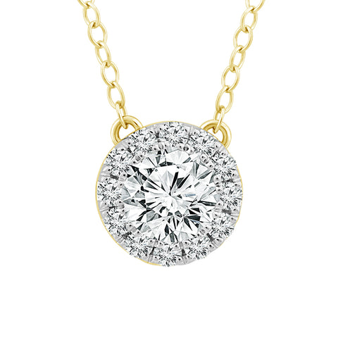 5/8 Ctw Round Lab Grown Diamond Halo Bloom Pendant in 14 Karat Yellow Gold