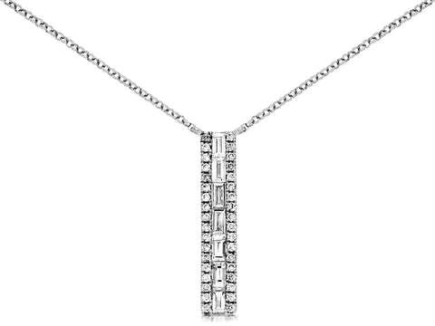 14k White Gold 0.43ctw Diamond Bar Pendant