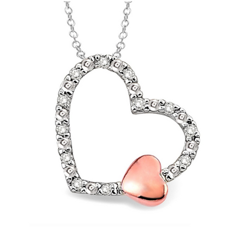 1/20 Ctw Heart Shape Single Cut Diamond Pendant in Sterling Silver with Chain