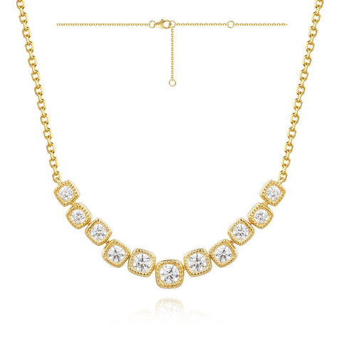 0.58 Ctw Link Diamond Necklace in 14 Karat Yellow Gold