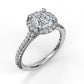 14 Karat White Gold Fana Classic Delicate Round Halo Engagement Ring Setting