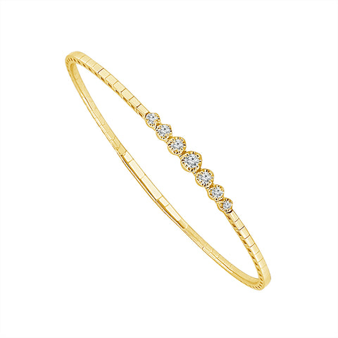 1/5 Ctw Flexible Diamond Bangle Bracelet in 10 Karat Yellow Gold