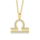 1/8 ctw Libra Round Cut Diamond Zodiac Pendant With Chain in 10K Yellow Gold