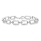 1/10 Ctw Emerald Shape D-Link Round Cut Diamond Fashion Bracelet in Sterling Silver