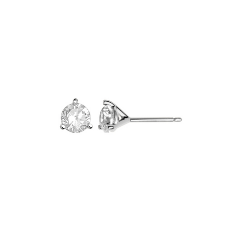 14 Karat White Gold 1/10 Carat Round Diamond Martini Stud Earrings