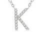 1/20 ctw Initial 'K' Round Cut Diamond Pendant With Chain in 10K White Gold