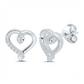 Kissing Heart Diamond Earrings in Sterling Silver