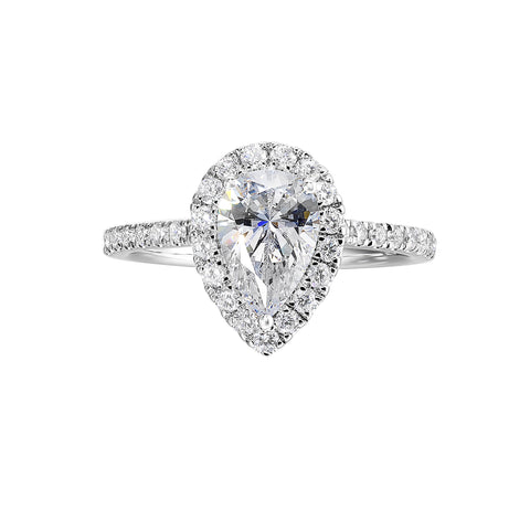 3/8 Ctw Daphne Diamond Pear Halo Diamond Engagement Ring Setting in 14 Karat White Gold