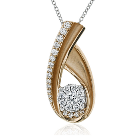 18 Karat Simon G. Two-Tone Gold 0.46ctw Diamond Pendant