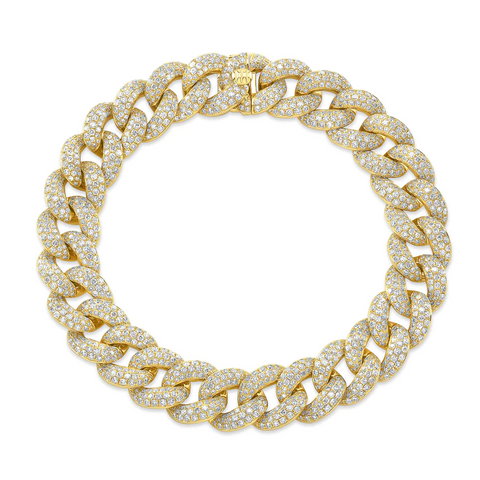 9.00 Ctw Diamond Cuban Link Bracelet in 14 Karat Yellow Gold