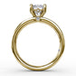 14 Karat Yellow Gold Fana 0.71 Carat Classic Round With Baguette Diamond Shank Engagement Ring Setting