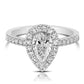 1 1/2 Ctw Pear Diamond Halo Engagement Ring in White Gold