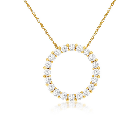 14k Yellow Gold 0.25ctw Diamond Circle Pendant