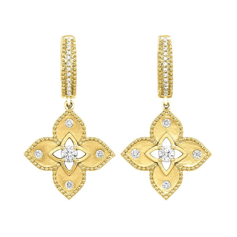 1/3 Ctw Diamond Flower Earrings in 14 Karat Yellow Gold