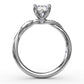 14 Karat White Gold Fana 0.07 Carat Classic Round Diamond Engagement Ring Setting With Twisted Shank