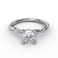 14 Karat White Gold Fana 0.07 Carat Classic Round Diamond Engagement Ring Setting With Twisted Shank