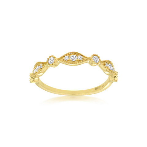 14k Yellow Gold 1/5 Carat Diamond Stackable Band