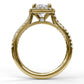 14 Karat Yellow Gold Fana 1/3 Carat Delicate Cushion Halo Diamond Engagement Ring Setting With Pave Shank