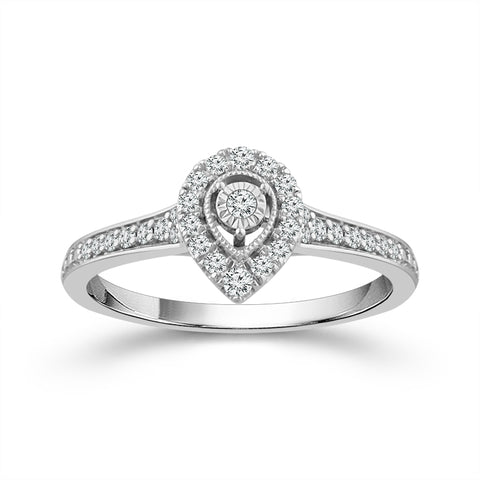 1/4 Ctw Pear Halo Diamond Engagement Ring