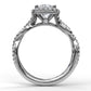 14 Karat White Gold Fana 3/5 Carat Cushion Halo Twist Diamond Engagement Ring Setting