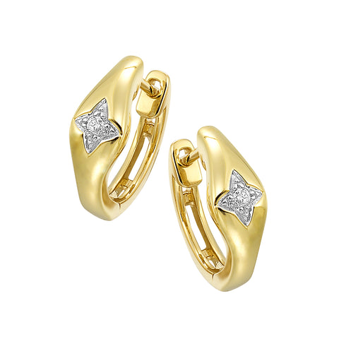 1/20 Ctw Diamond Hoop Earrings in 14 Karat Yellow Gold