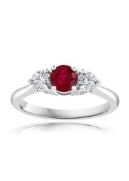 18K White Gold Past, Present, and Future Ruby and Diamond 3-Stone Ring