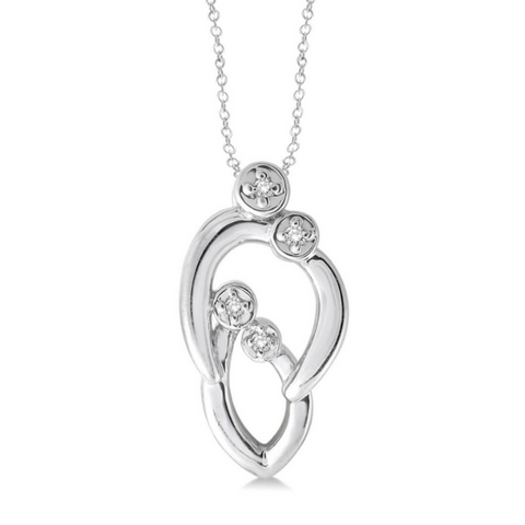 Sterling Silver 1/20 Carat Diamond Child and Mom Pendant