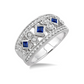 3/8 Ctw Round Cut Diamond and 2.2mm & 2.4mm Princess Cut Sapphire Fashion Band in 14K White Gold