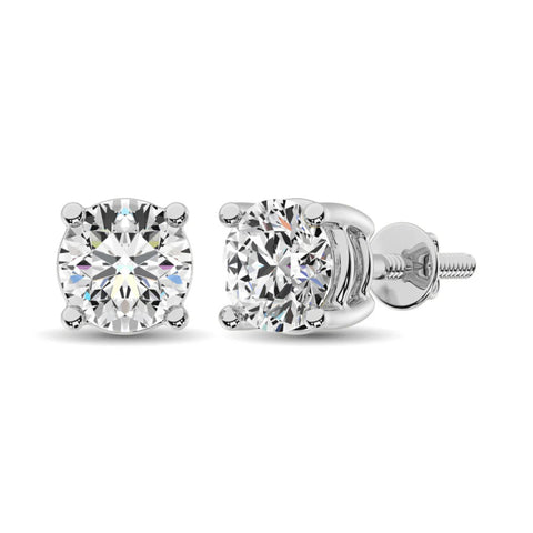 4 Prong Round Lab Grown Diamond Stud Earrings in White Gold (2 Ctw)