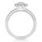 1 Ctw Round Diamond Halo Engagement Ring in White Gold