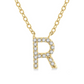 1/20 ctw Initial 'R' Round Cut Diamond Pendant With Chain in 10K Yellow Gold