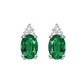 10 Karat White Gold Oval Emerald Diamond Earrings